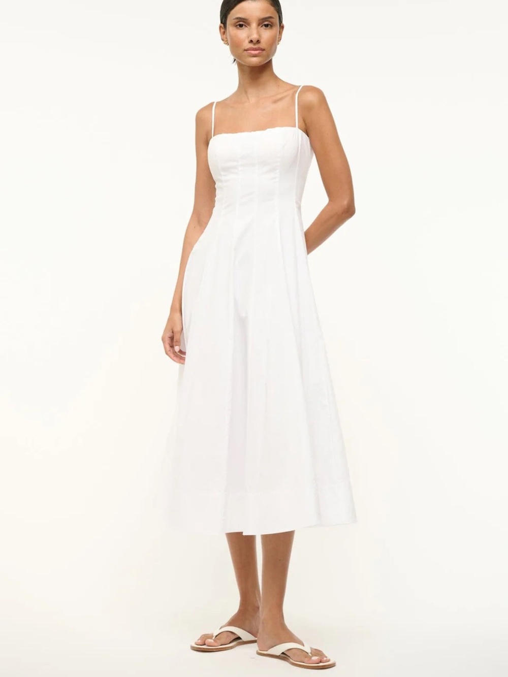 STAUD Wylie Midi Dress White